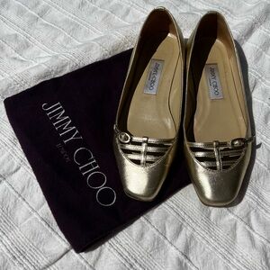 Jimmy Choo Gold Metallic Ballet Flats